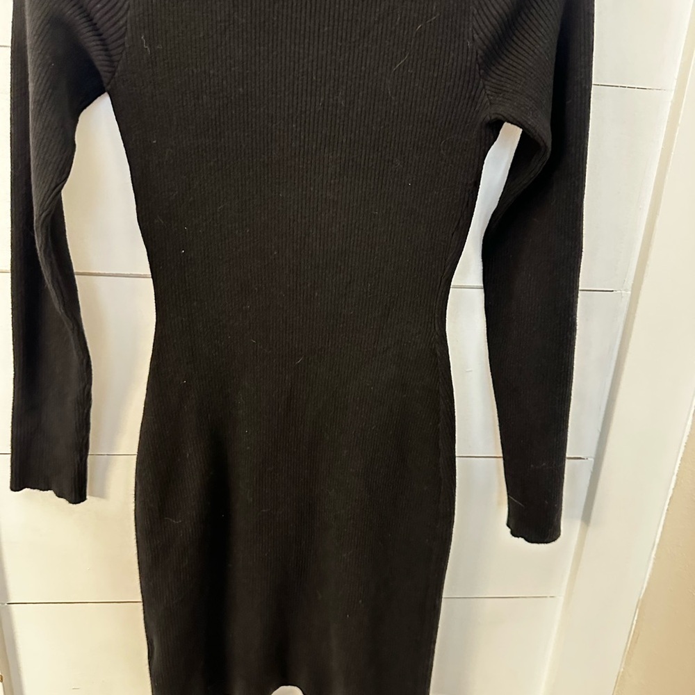 ABERCROMBIE & FITCH MT Black Hardware stretch mini sweater dress bodycon LBD - Picture 11 of 12